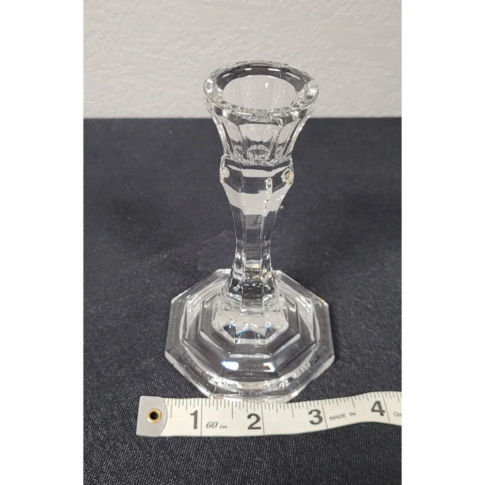 Vtg Clear Pressed Glass Taper Candlestick Holder 5